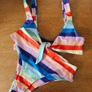 Rainbow High Waisted Tied Bikini ❤️🧡💛💚💙💜